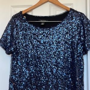 Navy Blue Sequin Top
